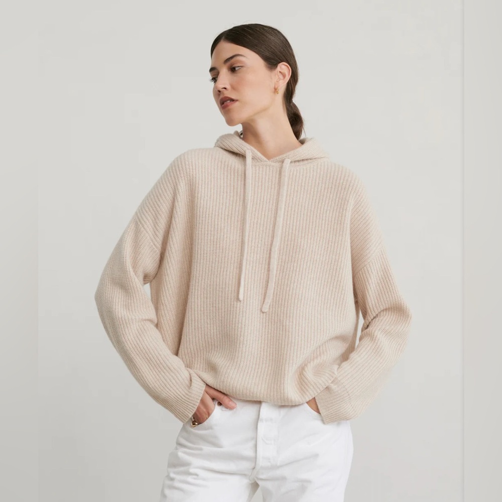 Jenni Kayne Cashmere Fisherman Hoodie in Oatmeal